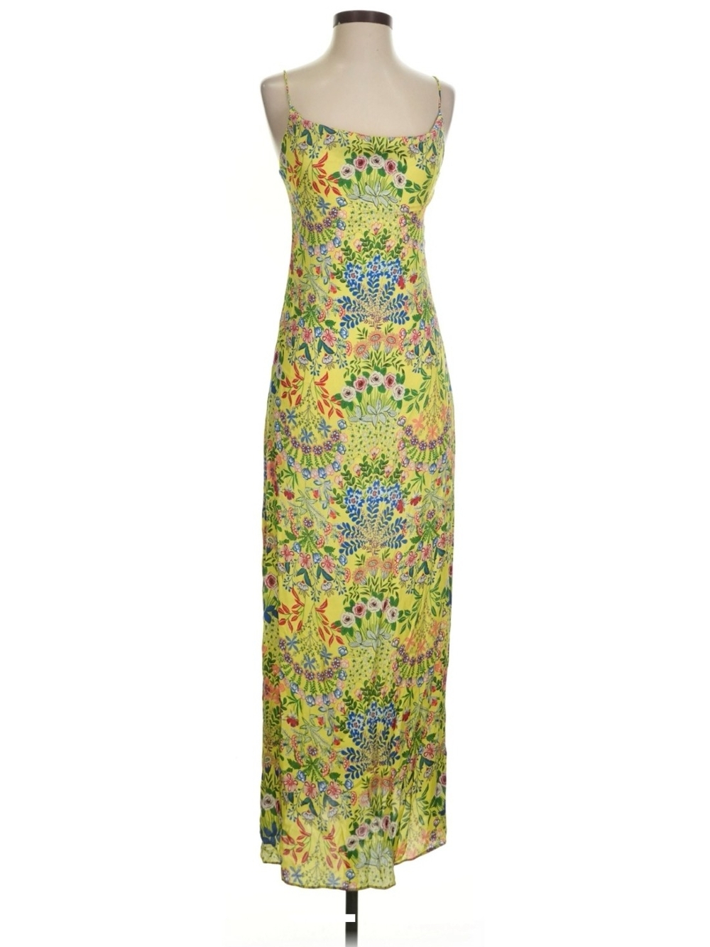 Alice + Olivia Yellow Floral Spaghetti-Strap Maxi